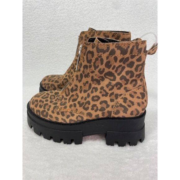 Gianni Bini size 7 All-Star Leopard  Print  Suede Zip Chunky  Lug  Sole Platform - Picture 3 of 7